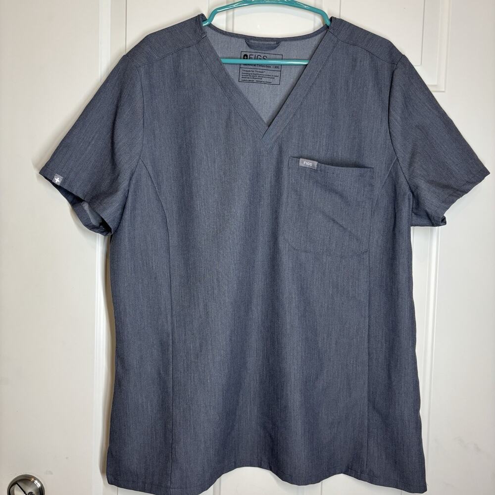 Figs Catarina One-Pocket Gray Scrub Top Technical Collection Size XXL PO#2209